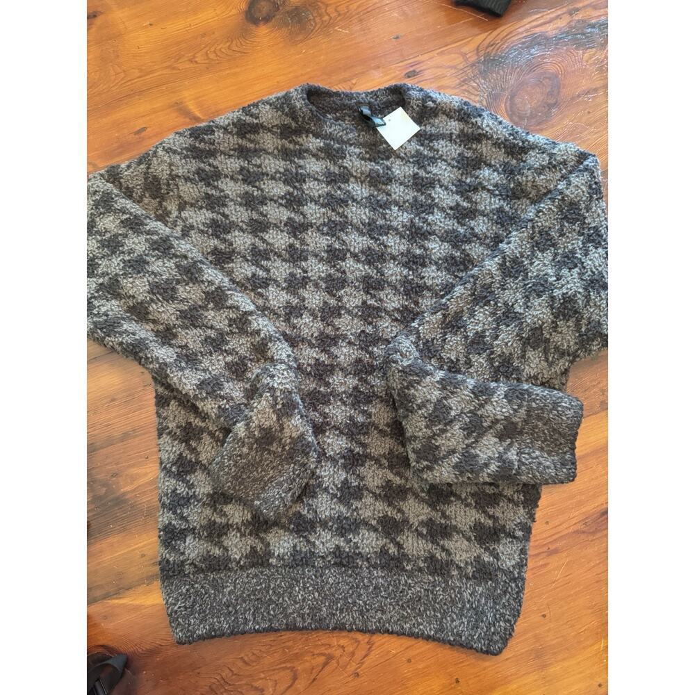 Skims Women’s Cozy Hoodie Onyx Houndstooth Oversized Size S/M NWT